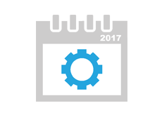 Cog representing DevOps within a calendar labelled with the year 2017.